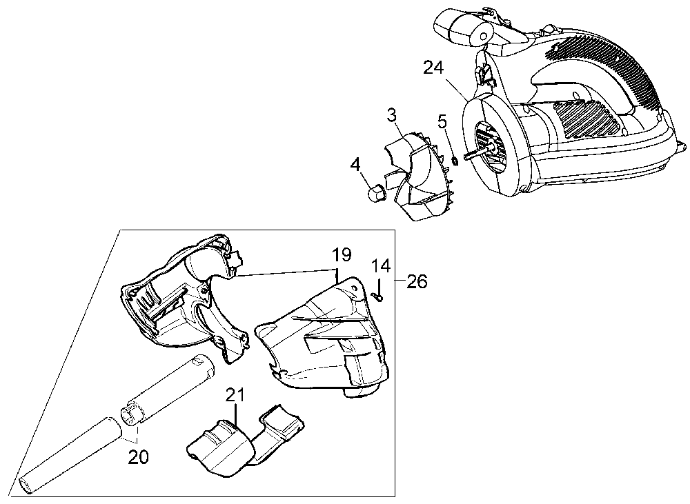 Page A Diagram and Parts List for BL1200 Type 2 Black and Decker Leaf Blower / Vacuum